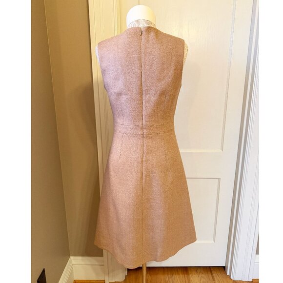 J.Crew Camel Double Serge Wool Fit & Flare Dress Sleeveless Sz 6 - Picture 4 of 11